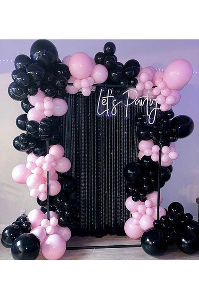 Lema Store Pink Black 100 Balloons and 5 Meter Chain