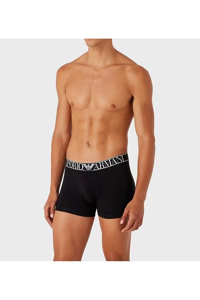 Emporio Armani Men's Comfortable Cut Black Boxers with Elastic Waist Logo111389 3F511-00020
