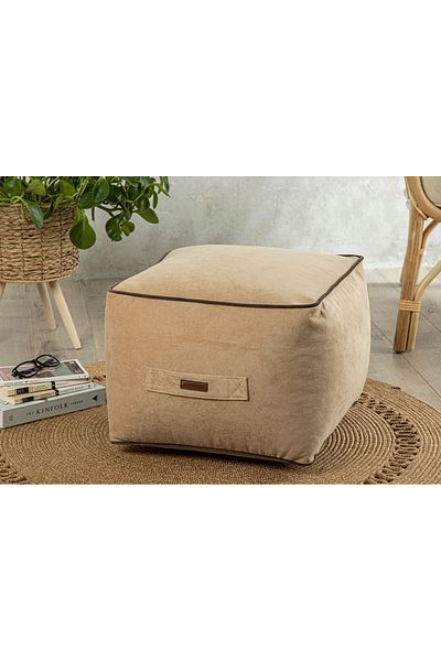 English Home Pouf Hocker | Quadratischer Pouf | Hochwertiger Hocker | Pflegeleichter Pouf | Pouf Hocker fürs Wohnen