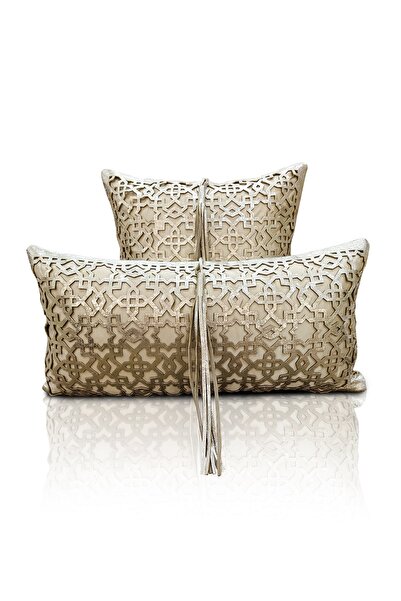 Creativehome Ottoman Gold Deri Dekoratif Yastık Kırlent Kılıfı, Çiftli, 2’li ...