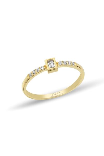 Çgk Çiğdem Gürel Kuyumculuk Çıtır Baget Taşlı Altın Yüzük