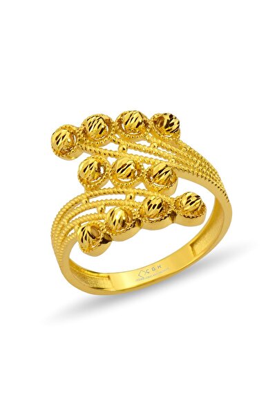 Çgk Çiğdem Gürel Kuyumculuk Dorika Toplu Yaldızlı 8 Ayar Altın Yüzük