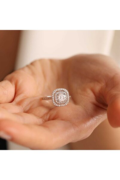 Çgk Çiğdem Gürel Kuyumculuk Beyaz Tektaş Altın Yüzük