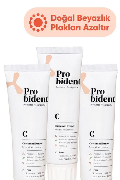 Probident Active Probiotic Whiteness Toothpaste - Turmeric Extract Added, Pack of 3