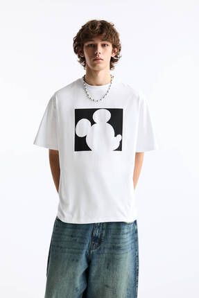 Pull Bear Beyaz Mickey Mouse gorselli t shirt Fiyat Yorumlar Trendyol