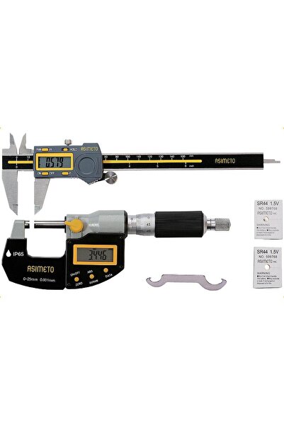 Asimeto AS-960 Dijital Kumpas + Dışçap Mikrometresi İkili Set