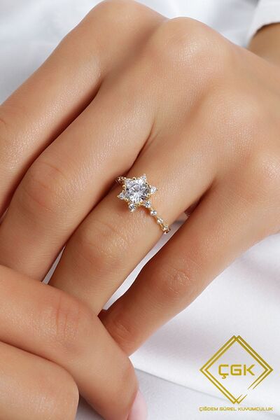 Çgk Çiğdem Gürel Kuyumculuk 14 Ayar Altın Lotus Çiçeği Tektaş Yüzük – Kadın, ...