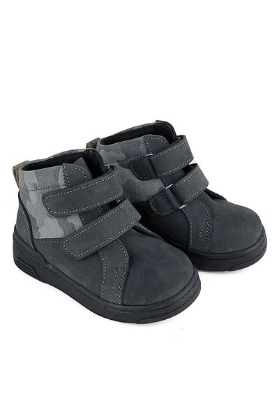 Cici Bebe Ayakkabı Cizme pentru băiat din piele naturală gri cu model de camuflaj