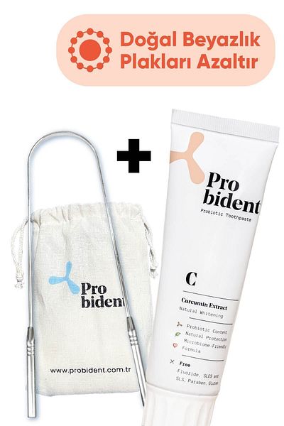 Probident Probiotic Turmeric Added Toothpaste - Whitening and Tongue Cleaning Apparatus