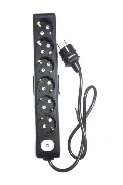 VİKO Multi-let Siyah 6'lı Anahtarlı 5 Metre Topraklı Çocuk Korumalı Kablolu Grup Priz