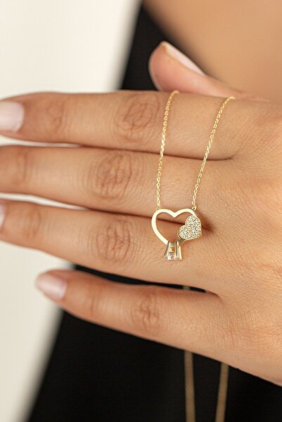 Çgk Çiğdem Gürel Kuyumculuk Tektaş Kalpler Altın Kolye 8k