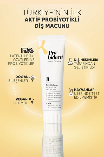 Probident Probiotic Active - Added Natural Fluoride-Free Toothpaste and Tongue Cleaning Apparatus
