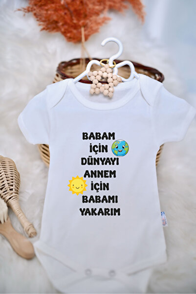 SPARKLY BABY ORGANİK %100 PAMUKLU BABAMI YAKARIM BASKILI YENİ Bebek Body Çıtçıtlı Badi