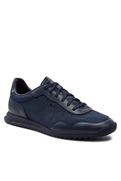 BOSS Erkek Marka Logolu Bağcıklı Kaydırmaz Tabanlı Günlük Lacivert2 Sneaker 50517270-405