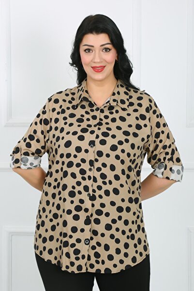 By Alba Collection Чорна сорочка з бавовняного віскозу з великим розміром та ...