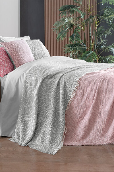 Sarev Zepia Gri Tek Kişilik %100 Pamuk Yatak Örtüsü