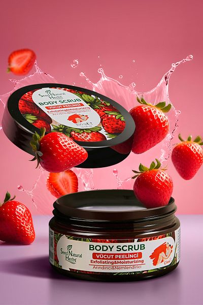 Seed Natural Herbs Strawberry Flavored Moisturizing Body Peeling - Nourishing and Purifying, 300 gr