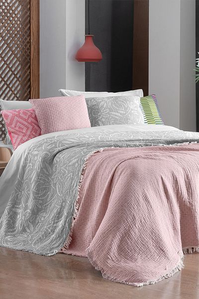 Sarev Zepia Gray - Double 100% Cotton Bedspread