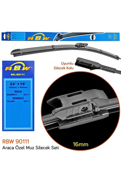 Rbw 90111 Dacia Sandero 3/ Renault Taliant 2021+ 24+16 inç / 600+400 mm Muz Silecek Seti