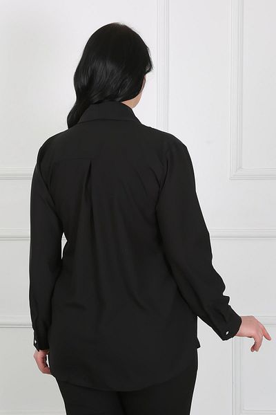 By Alba Collection Cămașă de damă, neagră, simplă, din material Dubai, mărime mare