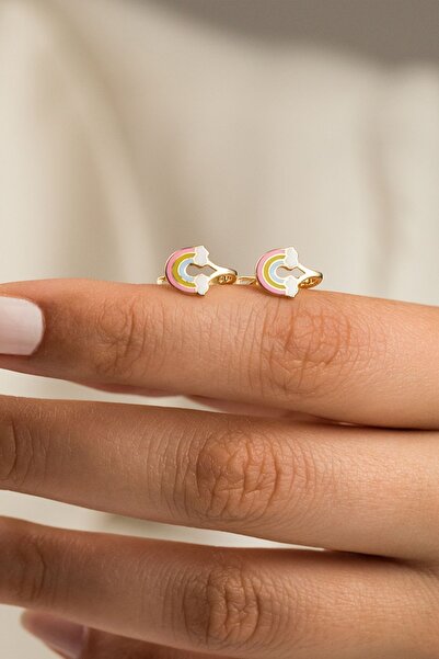 Çgk Çiğdem Gürel Kuyumculuk Gökkuşağı Çocuk Küpesi