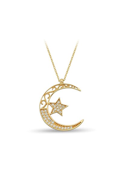 Çgk Çiğdem Gürel Kuyumculuk Altın Ay Yıldız Kolye Zk0246