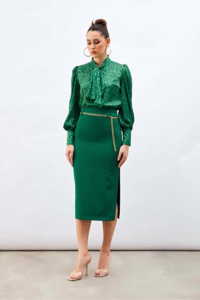 Sateen ZİNCİR KEMERLİ SATEN ETEK