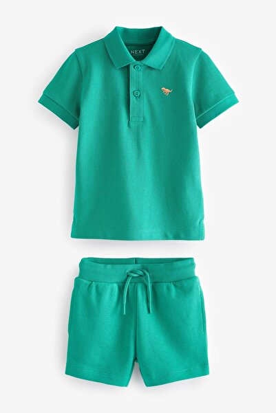 Next Baby Green Polo Collar 100% Cotton Short Sleeve Thsirt Set