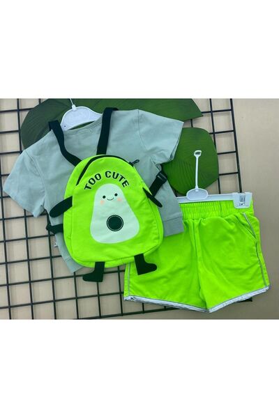 ÖRZİKİDS pantaloni scurți compacti din bumbac pieptănat cu mâneci scurte costum rucsac 3/6 ani