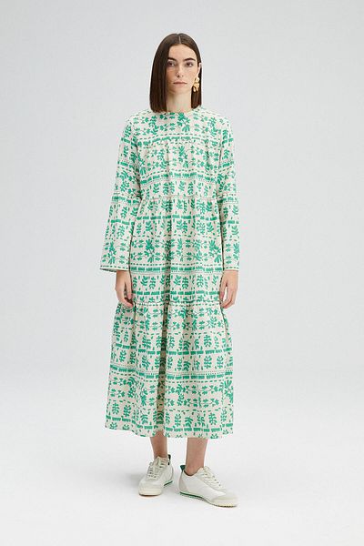 Touché Privé Patterned and Gathered Stylish Dress
