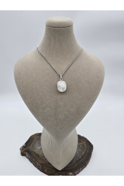 NBS Beautiful Naturel Stones Kristal Kuvars Doğal Kesim Doğal Taş Kolye ( neg...