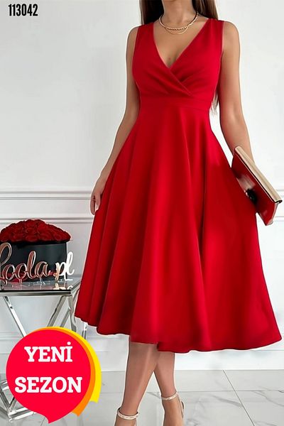Kokosh moda Rochie midi evazată cu guler dublu pentru femei