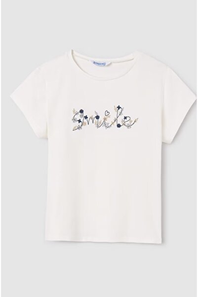 MAYORAL Girl's T-Shirt - Text Embroidered
