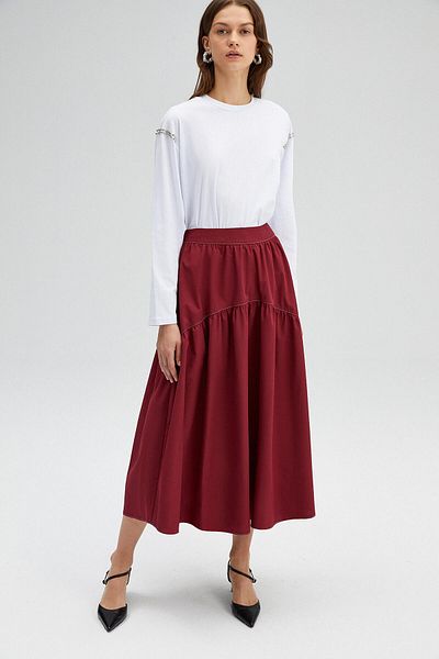 Touché Privé POPLIN SKIRT WITH CONTRAST STITCHING