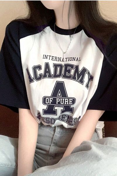 MODAGEN Academy Printed - Μπλουζάκι με μανίκια Navy Blue Oversize