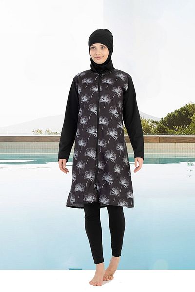 Jenny Daphne 4-Piece Zip-up Hijab Swimsuit - Full Covered, 1800-30