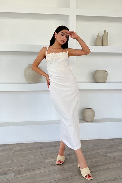 Seda Yalçın Atelier Linen Dress - Natural Lace Collar and Back Detail