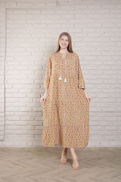 mervemoda Γυναικείο Καλοκαιρινό Υφαντό Φόρεμα Plus Size