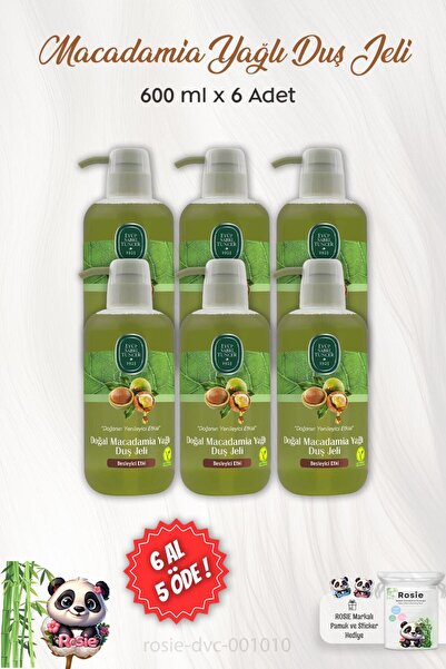 Eyüp Sabri Tuncer 6 AL 5 ÖDE Eyüp Sabri Tuncer Doğal Macadamia Yağlı Duş Jeli 600 ml ve ROSIE