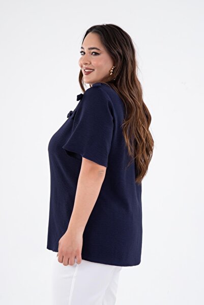 Roxxlen Μπλούζα μεγάλου μεγέθους με λεπτομέρεια φιόγκου - 1111041