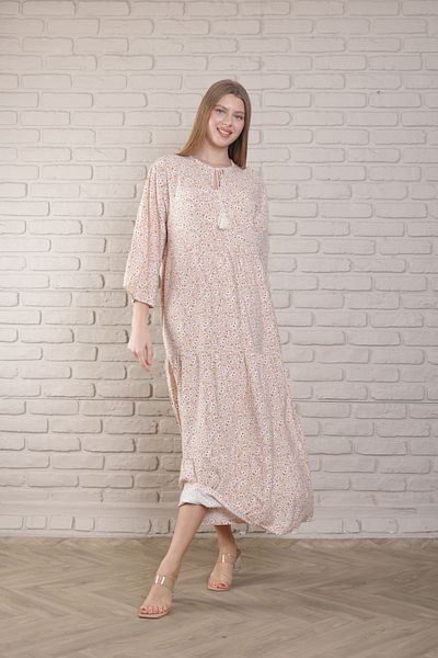 mervemoda Γυναικείο Καλοκαιρινό Υφαντό Φόρεμα Plus Size