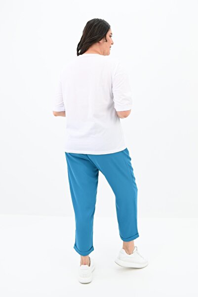 Koza Butik Women's Large Size Print Detailed T-shirt Set 8105-24