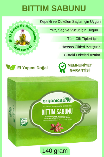 Organicsun Doğal Bıttım Sabunu 140 Gr Saç Dökülmesine Karşı Tüm Saç ve Cilt T...