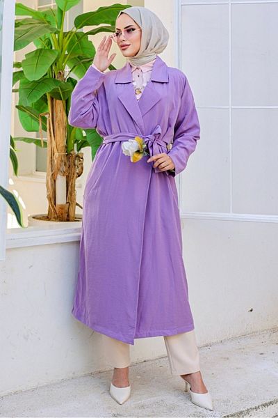 Bestenur Ayrobin Trench 897 - Guler dublu si cu curea, liliac