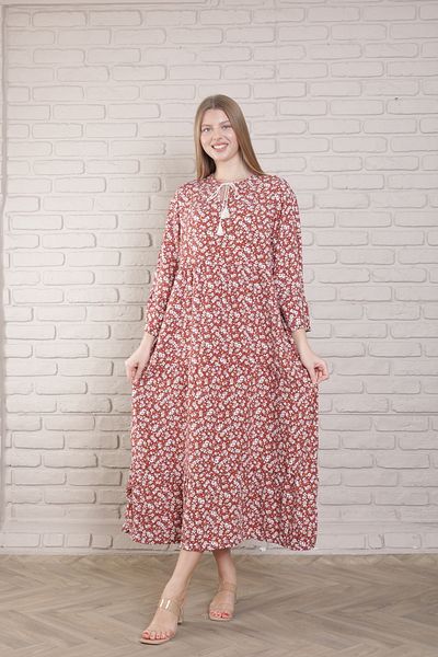 mervemoda Γυναικείο Καλοκαιρινό Υφαντό Φόρεμα Plus Size