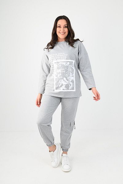 Koza Butik Γυναικείο σετ φόρμας 8075-25 με τυπωμένο φορτηγό με τσέπη μεγάλου μεγέθους
