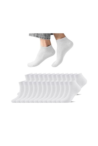 B Beşiroğlu Since 1980 Comfortable Short Ankle Thin Booties Cotton Socks for Men Women - Black White 12 Pairs