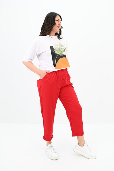 Koza Butik Women's Large Size Print Detailed T-shirt Set 8105-24