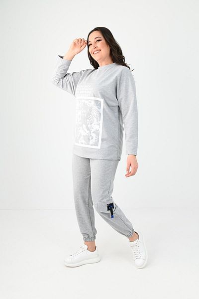 Koza Butik Γυναικείο σετ φόρμας 8075-25 με τυπωμένο φορτηγό με τσέπη μεγάλου μεγέθους