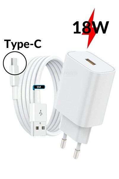 Favors 18 Watt Type-c Samsung Xiaomi Huawei Oppo Asus Realme Uyumlu Hızlı Şarj Aleti Başlık Ve Şarj Kablosu